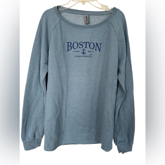 Blue Boston Massachusetts Crewneck Sweatshirt - Picture 1 of 4